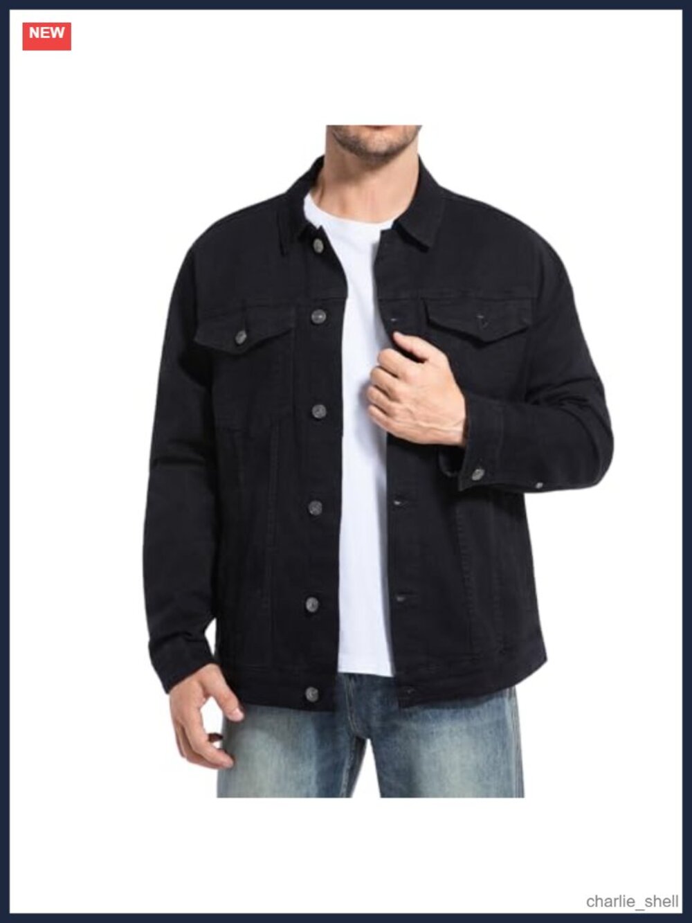 Men's Rugged Button Down Denim Jacket Long Sleeve Classic Jean Jacket